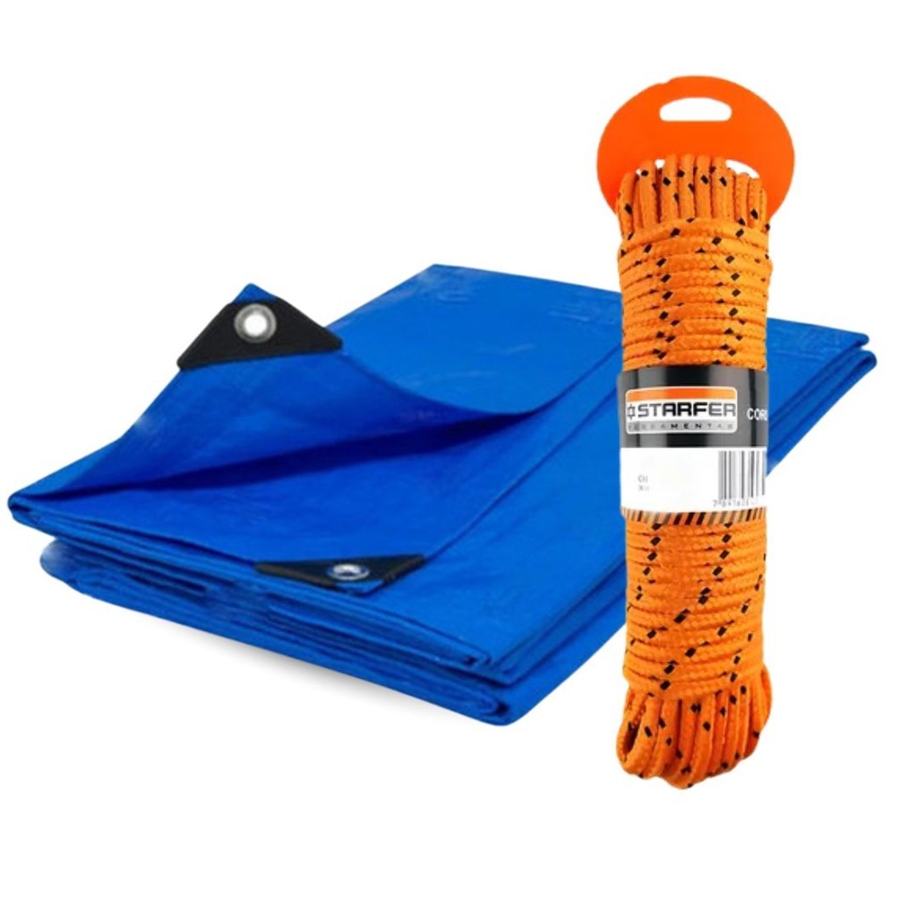 Lona Impermeável 6x3m Starfer + Corda 10m