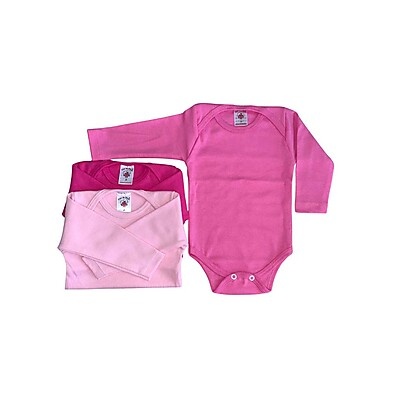 Body Bebê Algodão: Kit 3 Unidades Manga Longa