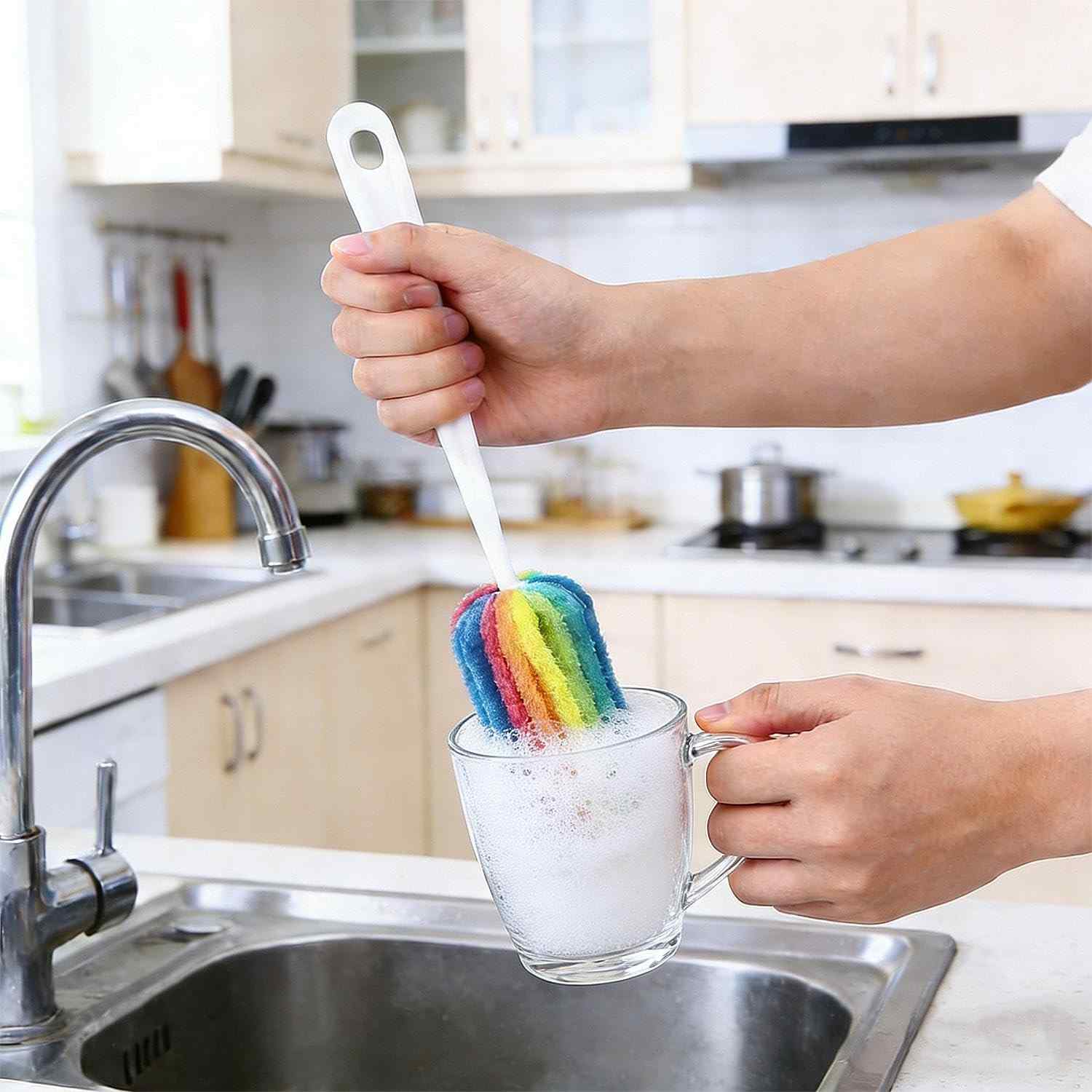 Escova de Limpeza Multiuso com Cabo Longo - Ideal para Mamadeiras, Copos e Utensílios