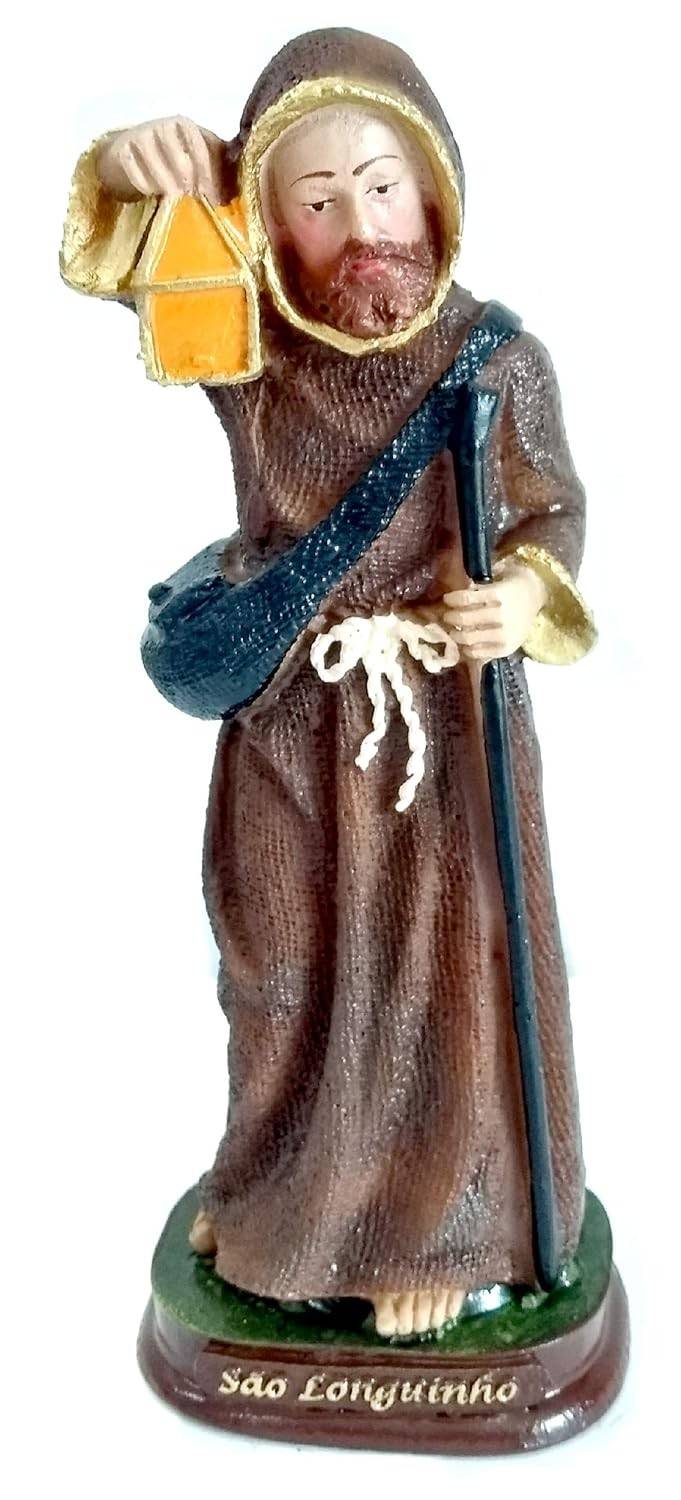 Imagem Escultura São Longuinho 15cm em Resina - Decoração Religiosa Elegante
