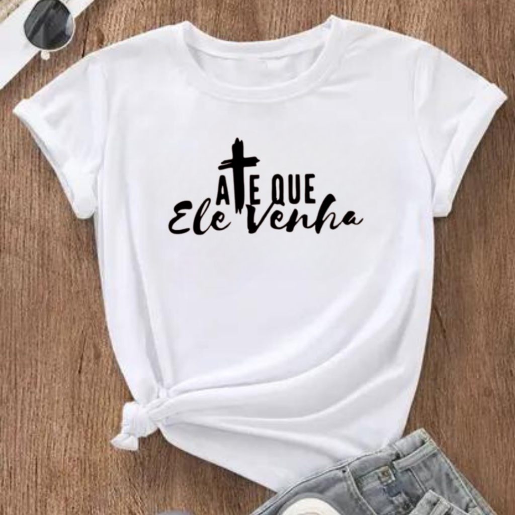 Camiseta Feminina Cristã Branca - Moda Evangélica Baby Look