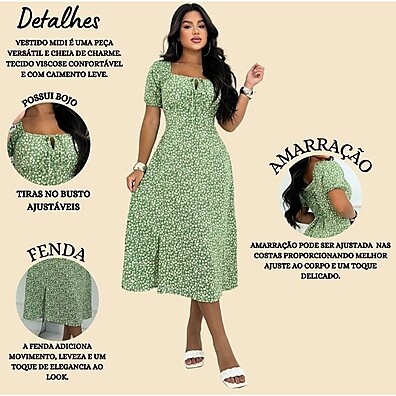 Vestido Floral Midi Feminino: Elegância e Conforto em Um Só Look