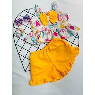 Conjunto Infantil com Lacinho Fofo para Meninas (0 a 8 anos) – Estilo e Conforto em Um Só Look!