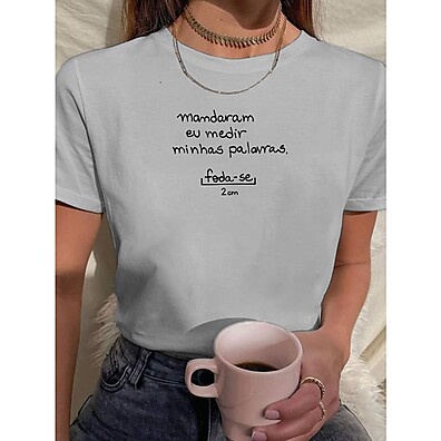 Camiseta Babylook Feminina com Frases Engraçadas 100% Algodão – Estilo e Humor em Um Só Look!