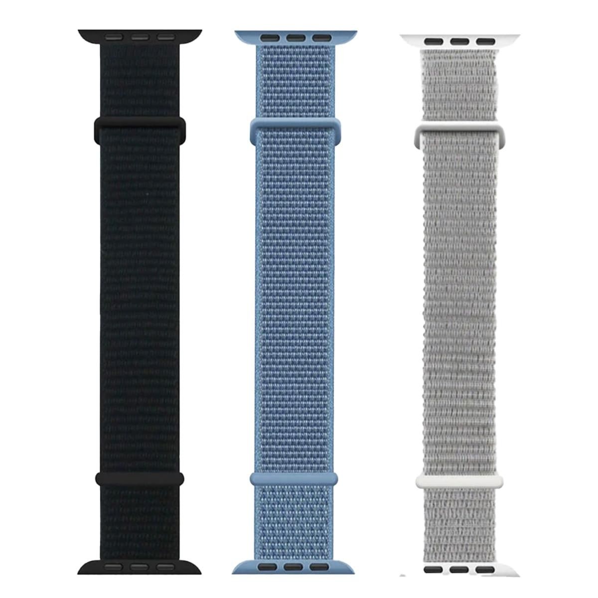 Kit 3 Pulseiras Esportiva de Nylon Estilo Loop Cores Vivas para Watch Series 7 8 9 e Ultra Ultra 2