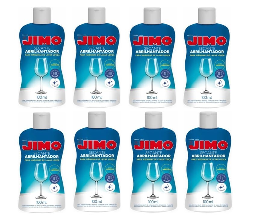 Kit 8 Jimo Secante Abrilhantador 100ml - Brilho Impecável para sua Máquina de Lavar Louça