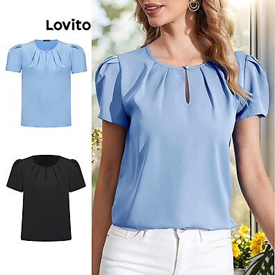 Lovito Blusa Plissada Lisa – Elegante e Confortável