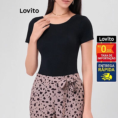 Lovito Body Manga Curta Gola Canoa – Conforto e Estilo Feminino