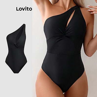Lovito Boho Plain Cut Out One Piece Feminino LBL19874