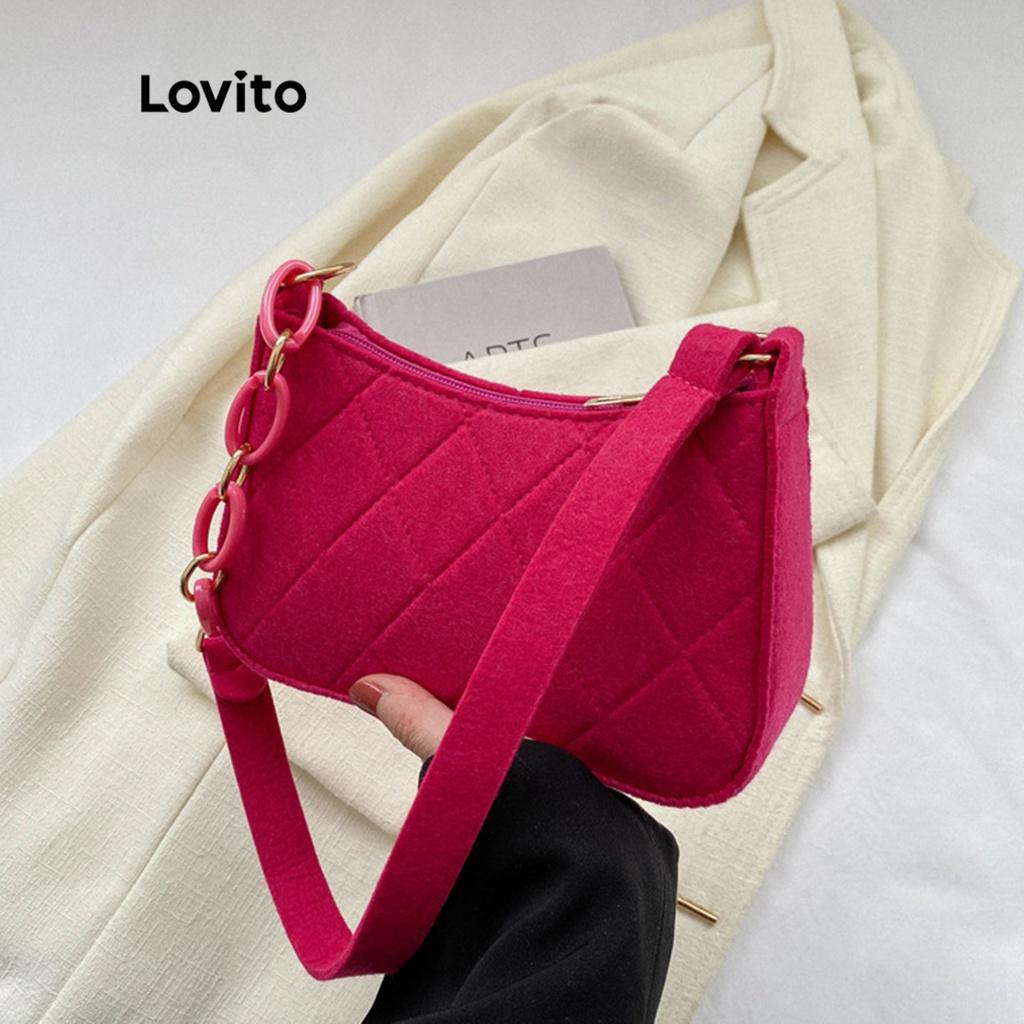 Lovito Bolsa de Ombro Pequena Rosa Pink com Corrente - Estilo Casual