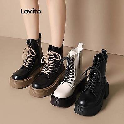 Lovito Botas de Salto Alto Colorblock British – Estilo e Conforto