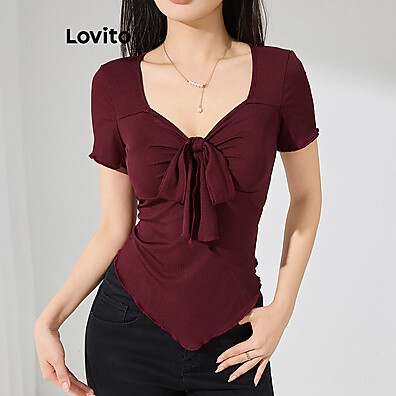 Lovito Camiseta Casual Com Cadarço: Estilo e Conforto para o Verão