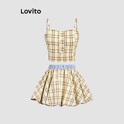 Lovito Colorblock: Tops e Calças Casuais Femininas