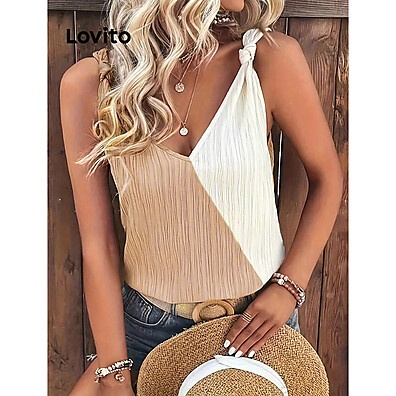 Lovito Regata com Nó Colorblock – Estilo Casual e Conforto