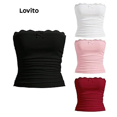 Lovito Regata Fofa de Renda Lisa – Conforto e Estilo Feminino