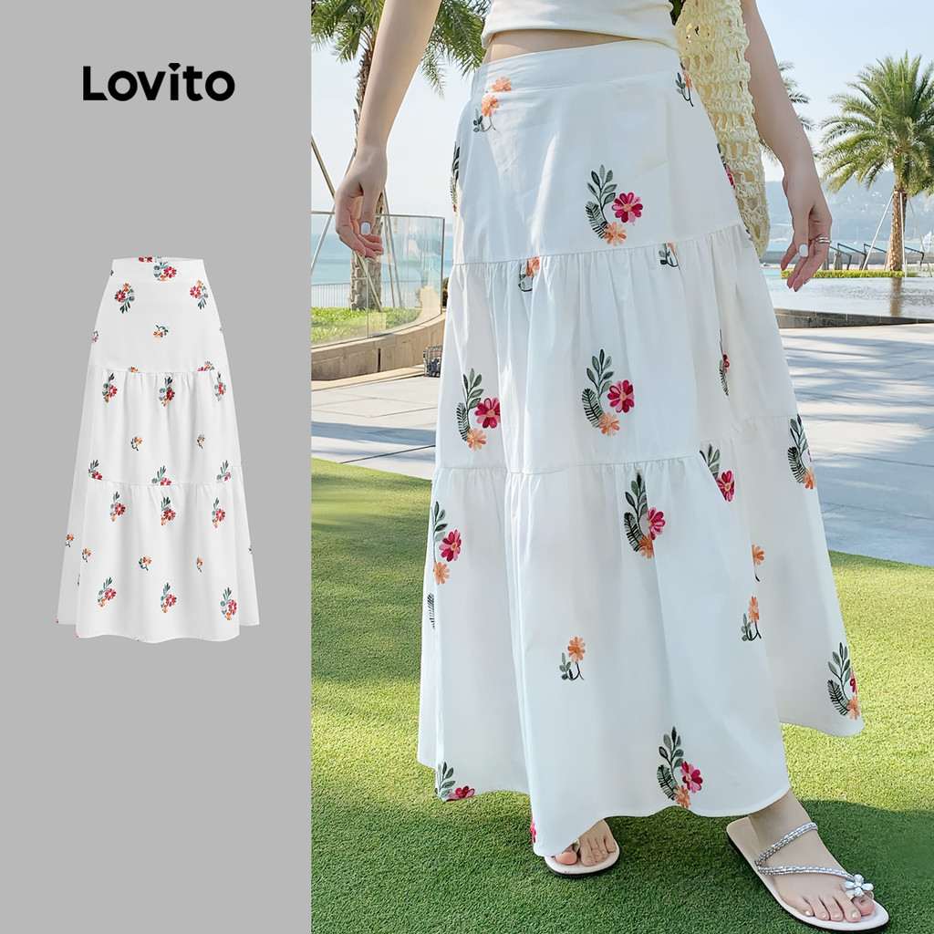 Lovito Saia Ditsy Floral Camadas: Estilo e Conforto para o Verão