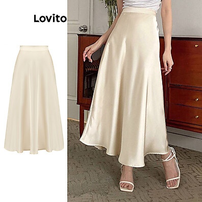 Lovito Saia Elegante Lisa L87ED132 – Toque Suave e Estilo Sereia