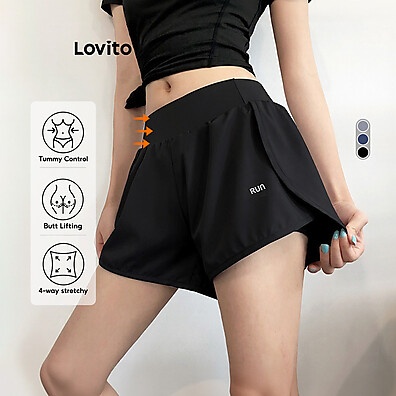 Lovito Short Esportivo com Letras – Conforto e Estilo na Corrida