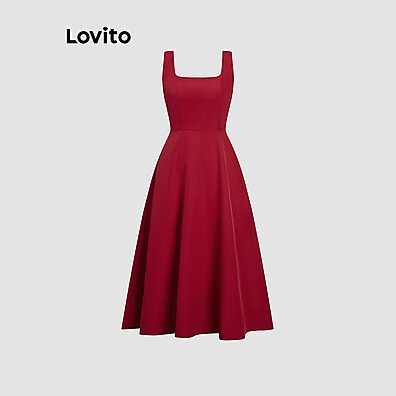 Lovito Vestido Básico Liso Elegante LBL19887