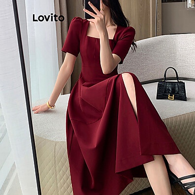 Lovito Vestido Elegante de Baile com Fenda LNE27028