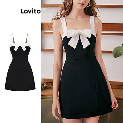 Lovito Vestido Feminino Casual com Laço Frontal – Elegante e Confortável