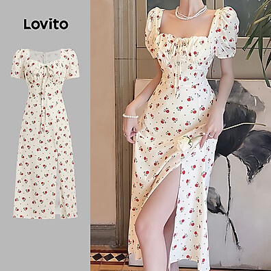 Lovito Vestido Floral Elegante para Primavera/Verão