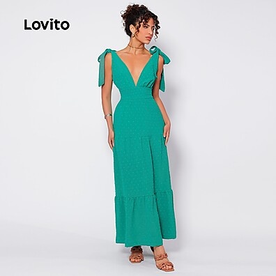 Lovito Vestido Longo Elegante com Babados