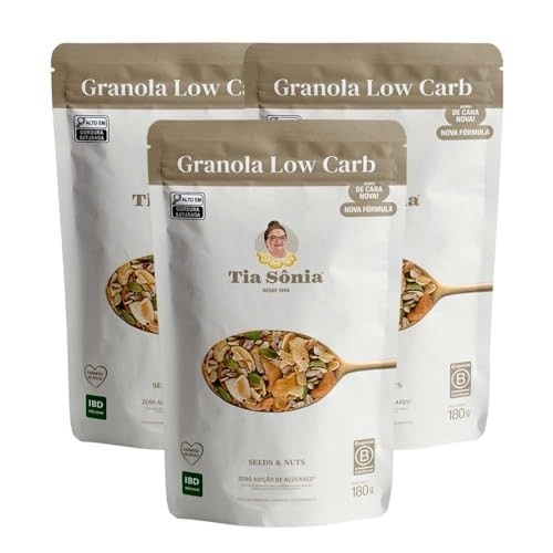 Kit 3 Granola Low Carb Z ero Açúcar Castanha 180g cada Tia Sônia