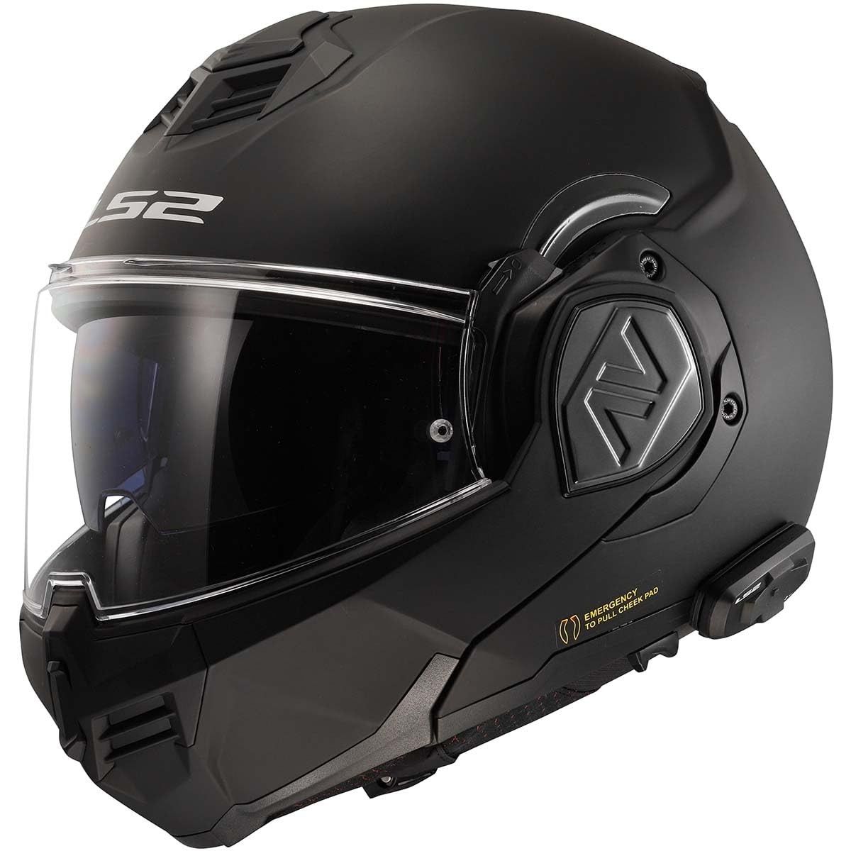 LS2 Capacete Modular Advant com Bluetooth Cardo 4X Integrado - Preto Fosco (Tamanho G)