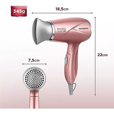 Secador Mondial Golden Rose: Cabelos Lindos em Qualquer Lugar!
