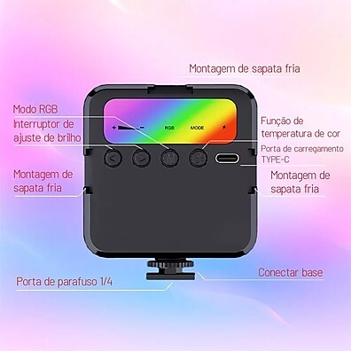Mini Iluminador LED RGB: Luz Perfeita em Qualquer Lugar!