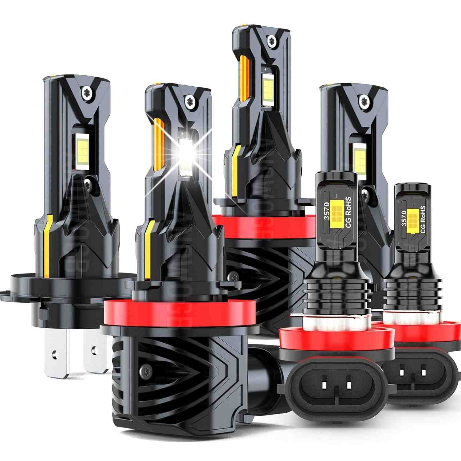 Kit 6 Lâmpadas LED Ford Fusion 2006-2016: 48000 Lúmens, 800% Mais Brilho (Farol Alto/Baixo/Neblina)