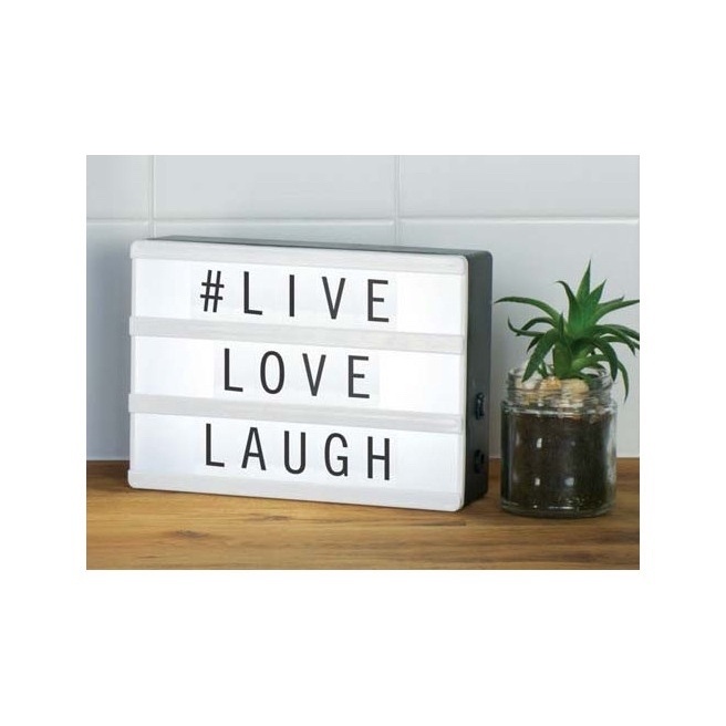 Luminária Cinema Light Box LED A5/A4 com 96 Letras