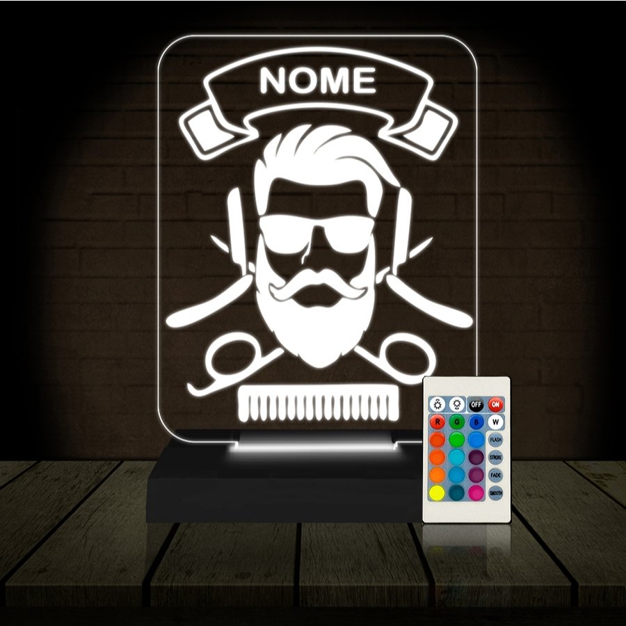 Luminária LED 3D Personalizada para Barbearia e Decoração
