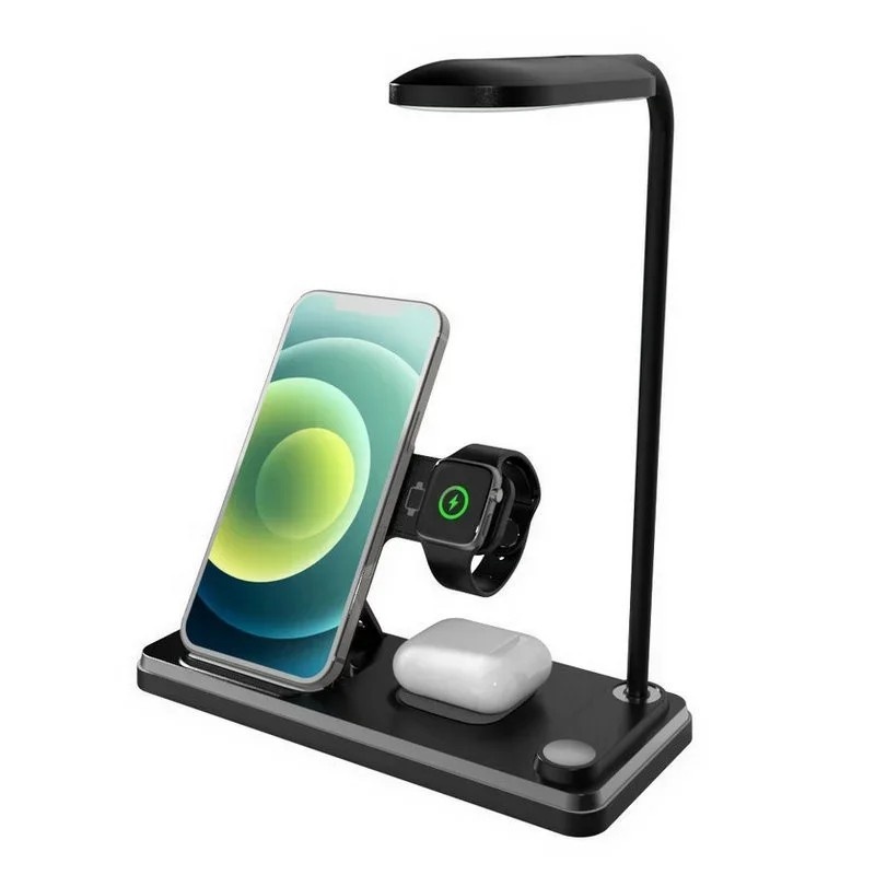 Luminária LED 4 em 1: Carregador Sem Fio e Touch