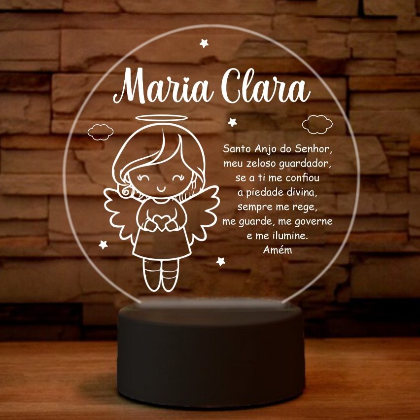 Luminária LED Anjinha Personalizada: Ilumine Seu Lar com Toque de Anjo e Estrelas