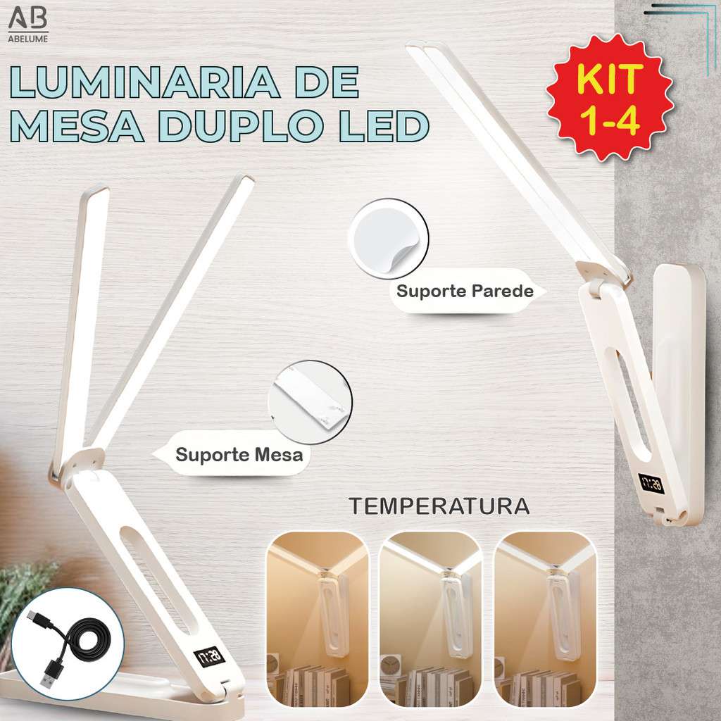 Luminária LED Articulada: 3 Tons de Luz!