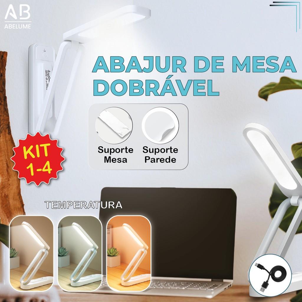 Luminária LED Portátil: 3 Tons e USB