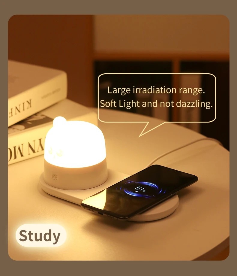 Luminária Noturna com Carregador Wireless 2 em 1