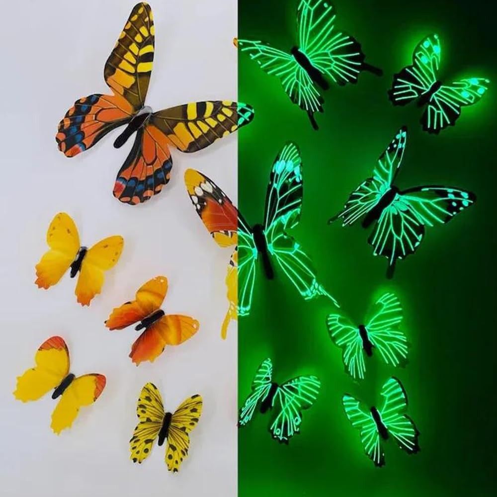 Adesivos de Parede Borboleta Luminosa 3D - Decoração Brilhante para Quarto e Sala