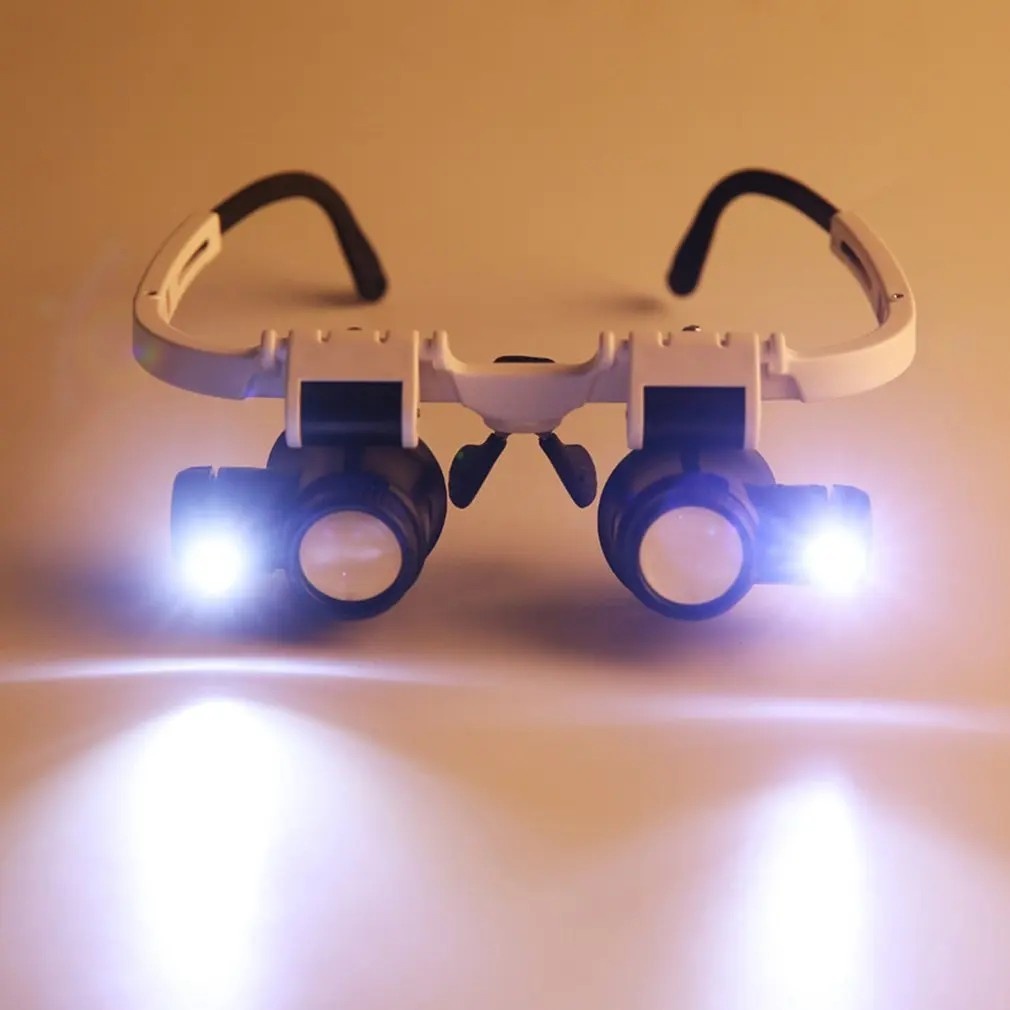 Lupa de Cabeça Profissional com LED e Zoom até 25x