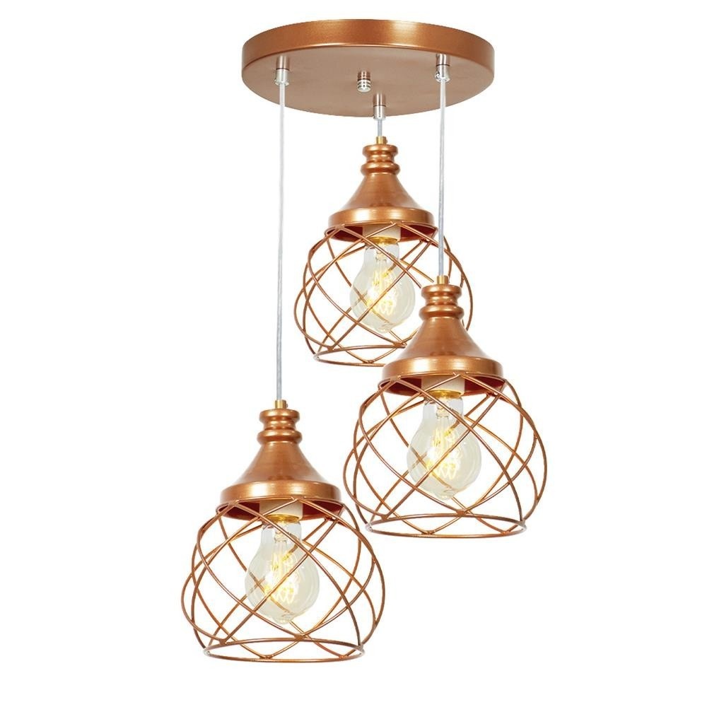 Lustre Cobre Triplo: Elegância Moderna 💡