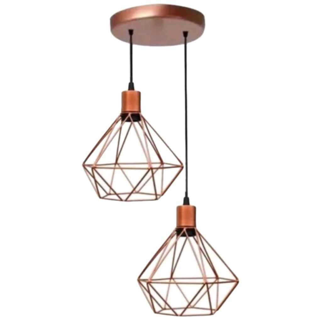 Lustre Pendente Diamante Duplo: Iluminação de Alto Impacto