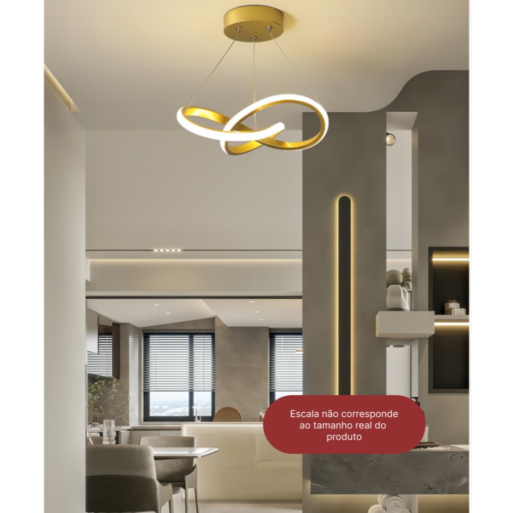 Lustre Pendente LED Moderno 3 Cores para Sala e Quarto