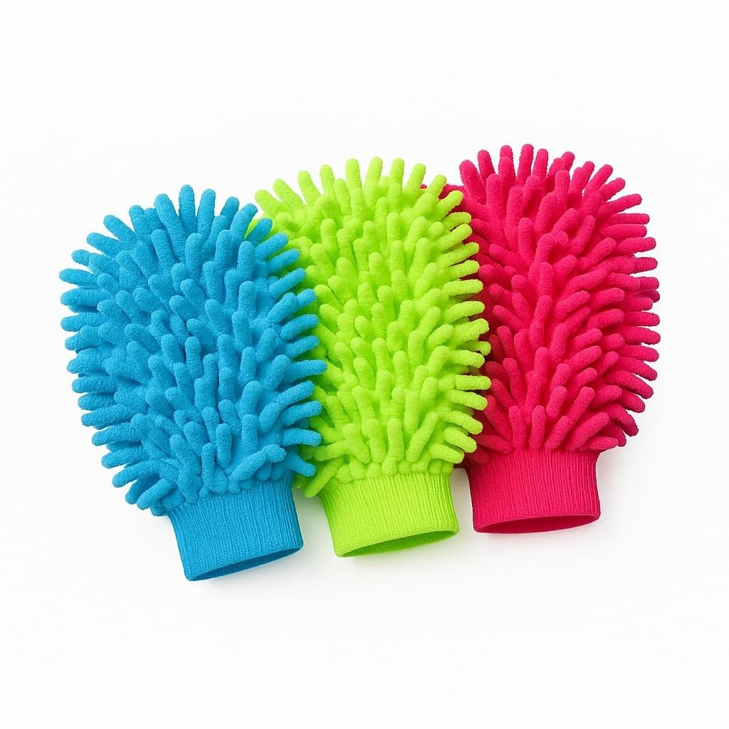 Luva de Microfibra Premium Verde Limão: Limpeza Impecável e Absorção Superior para Seu Carro