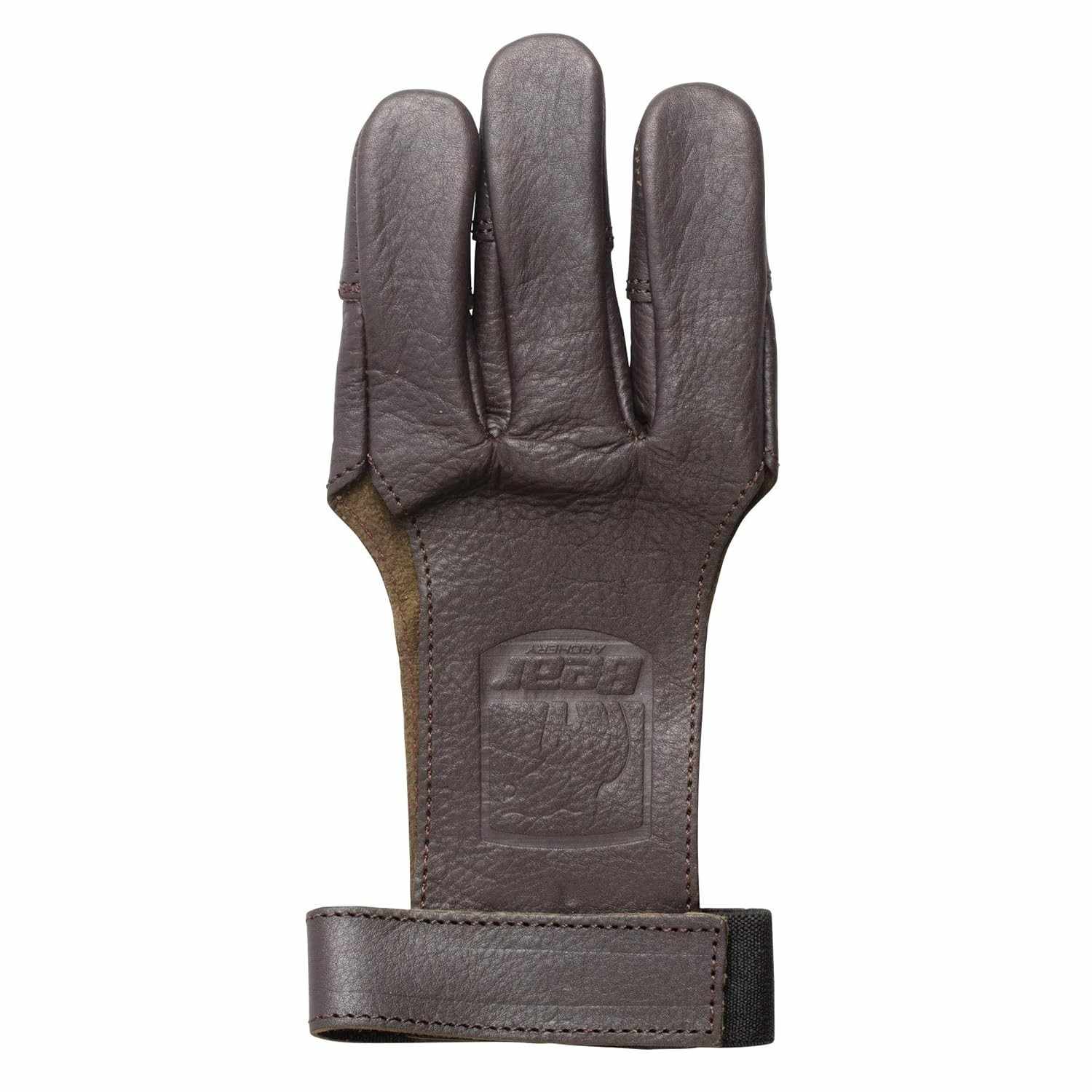 Luva Bear Archery Couro Tradicional 3 Dedos - Proteção e Precisão para seu Tiro com Arco (Média, Preta)