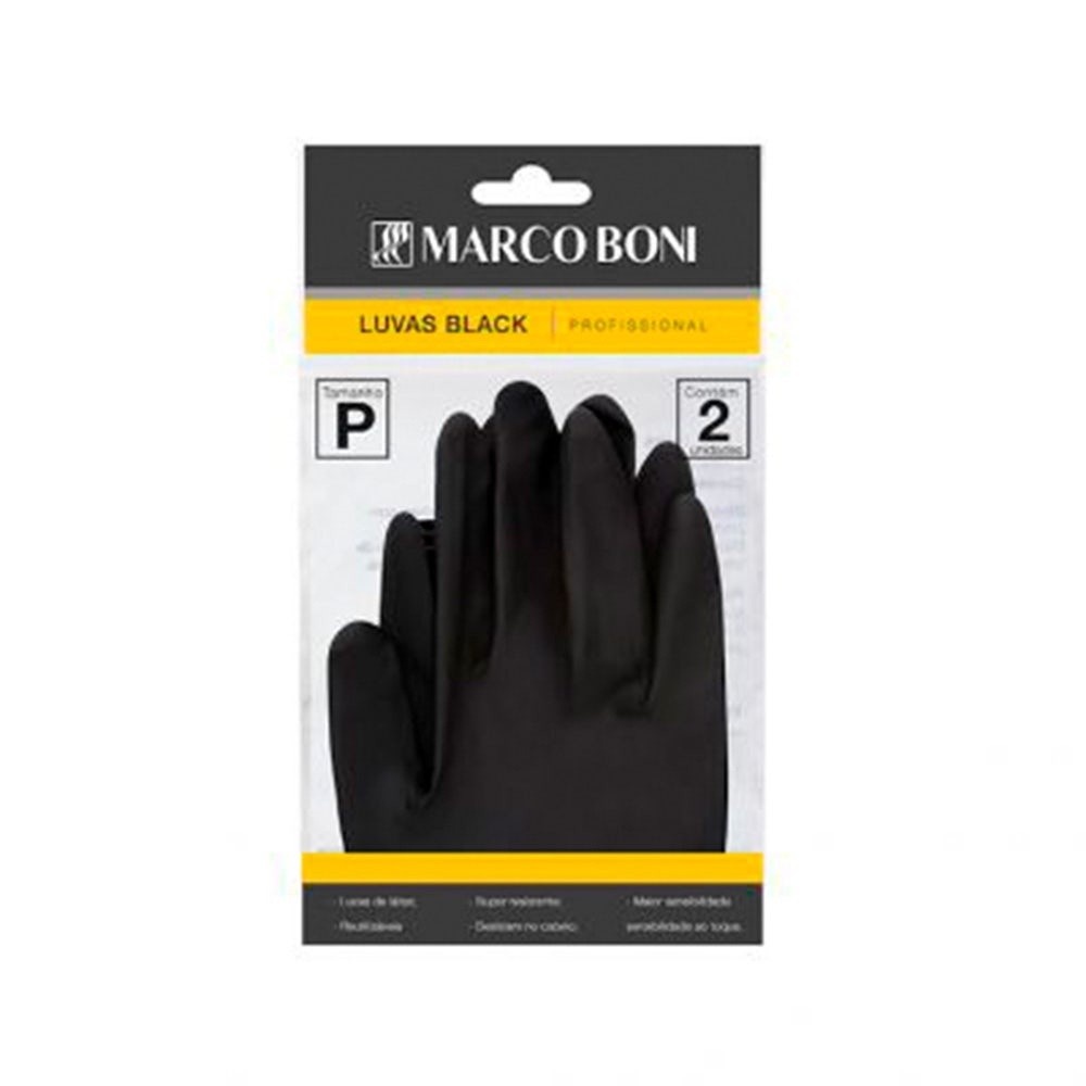 Luva de Látex Profissional Marco Boni Black - Tamanho P