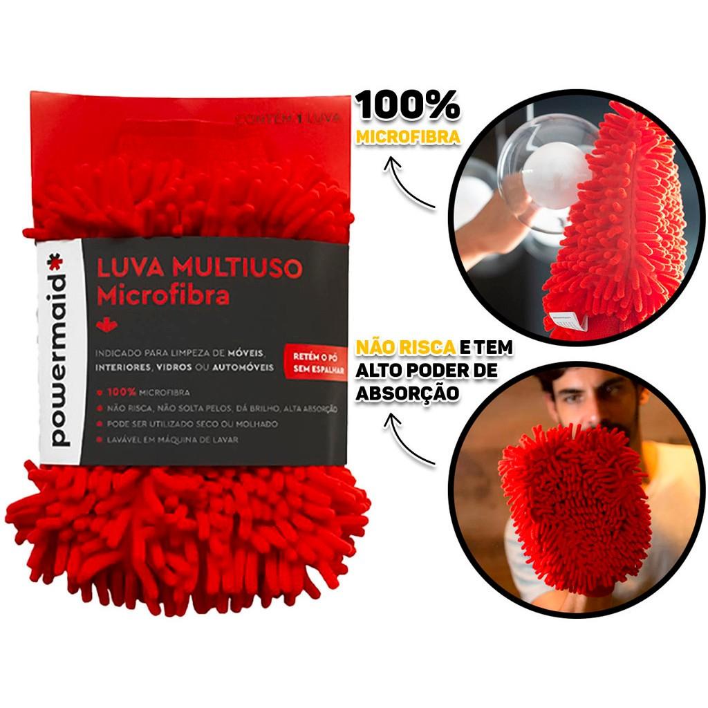 Luva de Microfibra Powermaid: Limpeza Impecável!