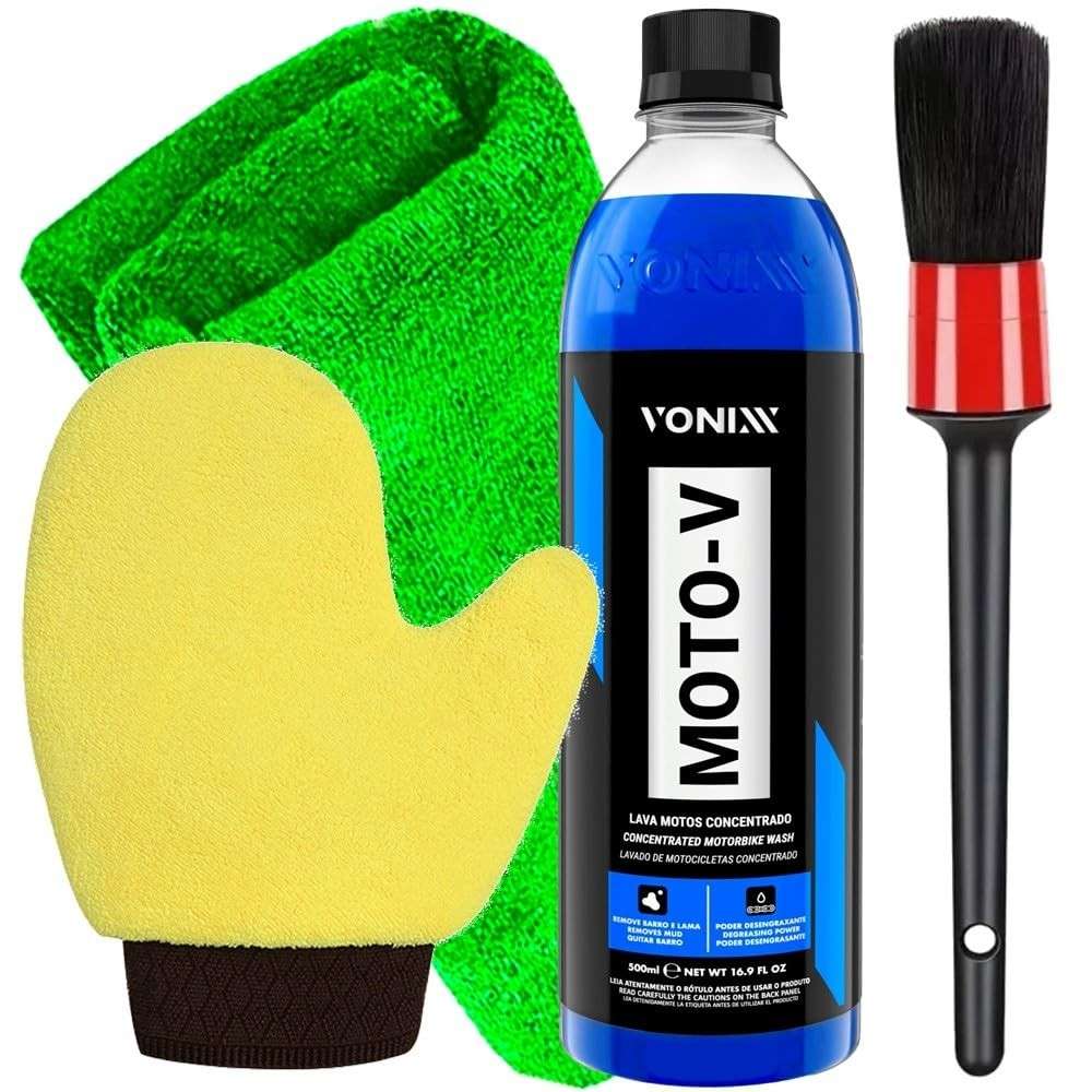Kit Completo Estética Moto Vonixx Moto-V + Luva Veludo Karbox: Brilho e Proteção
