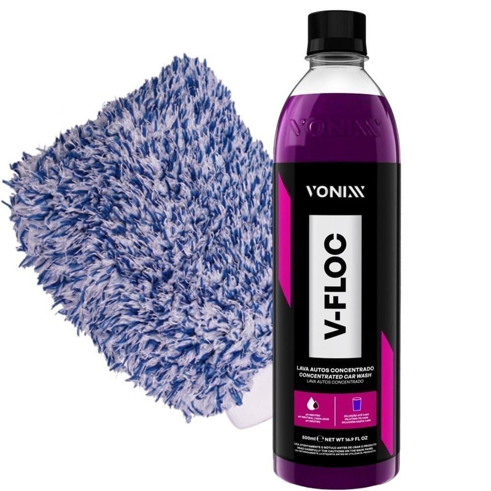 Kit Essencial: Shampoo V-Floc 500ml Vonixx + Luva Pré Polimento Karbox para Detalhamento Automotivo